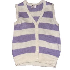 Vintage purple and white striped button up sweater vest